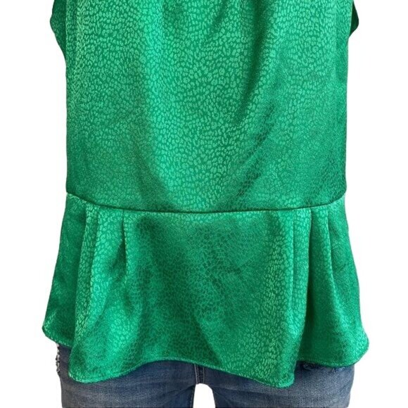 Liz Claiborne Iridescent Emerald Green Ruffled  Blouse Tank Top Size L - Picture 4 of 11